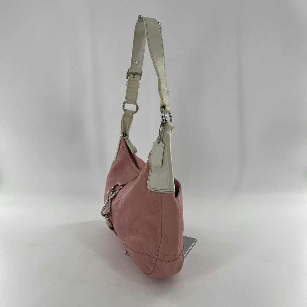 Retired Coach Hobo Bag Pebble Leather Petal Barbie Gum Pink White Colorblock